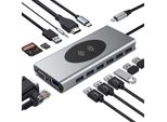Inf Adattatore Multiporta Hub Type-C 15 In 1 Con Hdmi, Vga, Ethernet, Usb C Pd