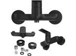 Miscelatore A Parete Granitan | Vito - Nero - Miscelatore Per Bagno Di Alta Qualità - Design Ergonomico - Resistente Nel Tempo