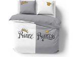 Detexpol Biancheria Da Letto In Cotone 160X200 Prince Princess Grigio Bianco 4110 A 2 Federe 70X80 Olanda 129