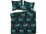 Detexpol Biancheria Da Letto In Raso 220X200 Nero Foglie Turchesi 4680 B Home Satin 40