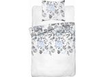 Detexpol Biancheria Da Letto In Cotone 140X200 Bianco Grigio Blu Fiori Con Una Federa 4462 B Cotone 40