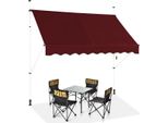 Tenda Da Sole A Morsetto Costway 200 Cm, Tenda Da Sole Per Balcone Regolabile In Altezza Idrorepellente Senza Foratura Resistente Ai Raggi Uv, Tenda Da Sole Con Manovella, Rosso Vino