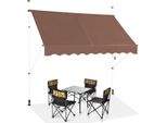 Tenda A Pinza Costway 200 Cm, Tenda Da Balcone Regolabile In Altezza Idrorepellente Senza Foratura Resistente Ai Raggi Uv, Tenda Con Manovella, Marrone