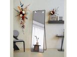 Specchio Rettangolare A Figura Intera, 162 X 53 Cm, Grande Specchio Da Appoggio, Grande Specchio Da Parete Con Cornice In Alluminio Nero, Appeso, In Piedi, Inclinabile, Per Soggiorno, Camera Da Letto E Corridoi