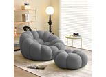 Divano Divano Pigro Poltrona Singola Poltrona Relax Creativa Casual Confortevole Con Poggiapiedi Grigio