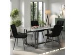 Unboxg Set Di 4 Sedie Da Pranzo Con Schienale, Sedia Da Cucina Con Rivestimento In Velluto, Sedia In Metallo Imbottita, Sedia Ergonomica Per Tavolo Da Pranzo, Sala Da Pranzo Cucina Soggiorno, Nero