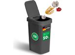 Set Economico Novaliv 5X Bidoni Per Rifiuti 50L Con Coperchio 2In1, Coperchio A Cerniera E Coperchio A Battente, Bidone Per Rifiuti Antiodore Per Cucina Casa Ufficio, Bidone Per Rifiuti Bidone Per Rifiuti In Plastica Bidone Per Rifiuti Pattumiera