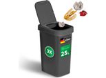 Novaliv 2X Bidone Per Rifiuti 25L Con Coperchio 2In1, Coperchio A Cerniera E Coperchio A Battente, Bidone Per Rifiuti Antiodore Per Cucina Ufficio Casa, Bidone Per Rifiuti Bidone Per Rifiuti In Plastica Bidone Per Rifiuti Tonnellata