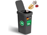Novaliv Set Di 3 Cestini Per Rifiuti 10L Con Coperchio 2In1, Coperchio A Cerniera E Coperchio A Battente, Cestino Antiodore Per Bagno Cucina Casa Ufficio, Cestino Per Rifiuti Secchio Per Rifiuti Cestino Per Rifiuti In Plastica