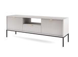 Mobile Tv "Aura"" A Due Ante E Un Cassetto Per Soggiorno - Con Frontale Scanalato, In Grigio Con Gambe Nere - 154 X 39 X 56 Cm"