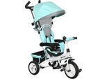 Homcom Triciclo 6 In 1 Con Maniglione, Triciclo Per Bambini Con Capottina Parasole Rimovibile, Balance Bike Con Imbracatura Di Sicurezza A 5 Punti, Cestino, Portabicchieri, Per Bambini Da 1 A 5 Anni, Verde