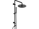 Joho Sistema Doccia A Pioggia Senza Rubinetto, Set Colonna Doccia In Acciaio Inox Con Asta Doccia 92 Cm, Rotondo Soffione Xl D25 Cm, Nero