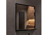 Specchio Da Bagno Con Mensola Nero 70X60 Cm Da Parete