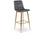 Sgabello Da Bar "Arial"" - Sedia Alta Per Cucina O Bar In Velluto Grigio - Oro, 43 X 46 X 108 Cm"