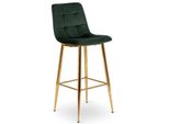 Sgabello Da Bar "Arial"" - Sedia Alta Per Cucina O Bar In Velluto Verde-Oro, 43 X 46 X 108 Cm"