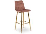 Sgabello Da Bar "Arial"" - Sgabello Alto Per Cucina O Bar In Velluto Rosa - Oro, 43 X 46 X 108 Cm"