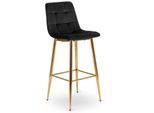 Sgabello Da Bar "Arial"" - Sgabello Alto Per Cucina O Bar In Velluto Nero - Oro, 43 X 46 X 108 Cm"