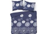 Biancheria Da Letto 160X200 Raso Microfibra Fiori Blu
