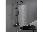 Joho Nero Con Termostatico In Acciaio Inox 304 Colonna Doccia Rubinetto Con Soffione Con Miscelatore, Set Doccia A Pioggia Con Doccetta 30×30Cm