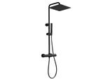 Joho Set Doccia Termostatico In Acciaio Inox Sistema Doccia Con Miscelatore Termostatico Soffione Xl Nero Opaco 25X25Cm