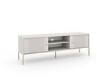 Mobile Tv "Iseo"" A 2 Ante In Cashmere, Frontali Scanalati, Gambe Dorate Mdf, 154,5 X 39 X 50,5 Cm"