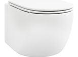 Costway Wc Sospeso Senza Bordo, Vaso Sospeso In Ceramica Con Sedile, Sistema A Doppio Scarico, Chiusura Ammortizzata, Materiale Di Installazione, Vaso Sospeso Bianco 52,5X36X36Cm