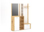 Appendiabiti Da Corridoio "Barry"" Con Appendiabiti E Specchio In Rovere Artisan - Bianco, 150 X 31,8 X 190 Cm"