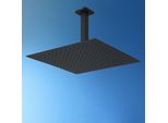 Joho Soffione Doccia A Pioggia In Acciaio Inox 304, Docce Fisse 30 X 30 Cm Con Braccio Doccia A Pioggia Per Attacco A Soffitto 15 Cm, Nero