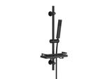 Joho In Acciaio Inox Barra Doccia , 70Cm Asta Doccia Saliscendi Con Inox Doccetta, Supporto Per Soffione Doccia E Tubo Per Bagno, Rettangolare, Nero