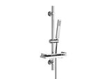 Joho In Acciaio Inox Barra Doccia ,70Cm Asta Doccia Saliscendi Con Inox Doccetta, Supporto Per Soffione Doccia E Tubo Per Bagno, Rettangolare，Cromato