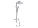 Joho Colonna Doccia Con Termostato, Fori Regolabili, Cromo, Asta Doccia Acciaio Inox Set Doccia A Pioggia Con Miscelatore, Doccetta, Soffione 30X30Cm