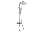 Joho Colonna Doccia Termostato Miscelatore, Fori Regolabili, Cromo, Asta Inox, Set Doccia A Pioggia, Rubinetto, Doccetta E Soffione 25X25 Cm