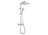 Joho Colonna Rubinetto Termostato Fori Muro Regolabili, Asta Acciaio Inox Set Doccia A Pioggia Miscelatore Doccetta Soffione Doccia 35X25Cm Cromo