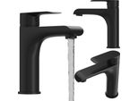 Miscelatore Per Lavabo Granitan | Vito - Alto - Nero - Design Minimalista - Maniglia Ergonomica