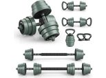 Costway Set Di Manubri 4 In 1 20 Kg, Set Di Manubri Regolabili, Incl. Manubri, Bilancieri, Kettlebell E Flessioni, Set Di Manubri Con Tubo Di Collegamento