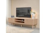 Unboxg Mobile Tv 150 Cm, Tavolo Tv In Legno Naturale, Lavagna Moderna Per Il Soggiorno Con Spazio Di Archiviazione, Credenza Per Mobili Tv