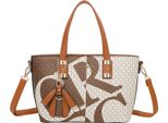 Gallantry, Shopper Da Donna Con Stampa Di Lettere Oversize, Fiocco E Tracolla, Marrone