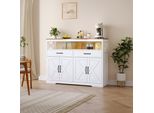 Unboxg Mobile Buffet Moderno Bianco, Credenza, Cassetti E Vano A Giorno, Mobile Contenitore Per Cucina Sala Da Pranzo Soggiorno, Bianco, 140X40X105 Cm