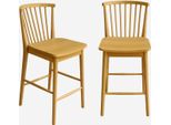 Set Di 2 Sgabelli Da Bar Con Barre Di Legno Di Hevea , Marrone Naturale