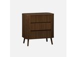 Cassettiera Decorata Con Righe 3 Cassetti, Marrone