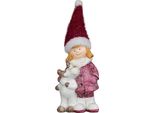 Magichome Decorazione Natalizia, Ragazza Con Renna, 7,6X9,2X23 Cm