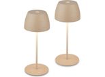 2X Mini Lampada Da Tavolo A Led Senza Fili Accu Lamp IP44 Dimmerabile 2700K Touch Beige