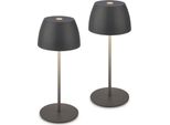 2X Mini Led Lampada Da Tavolo Senza Fili Accu Lampada IP44 Dimmerabile Touch Antracite