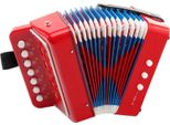 Fisarmonica Per Bambini - Fisarmonica Diatonica A Bottoni - 2 Bottoni Bassi - 7 Bottoni Alti - 10 Bottoni - Per Principianti - Compatta 18×17×10 Cm - Rossa
