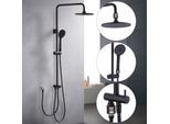 Sistema Doccia Homelody Nero, Set Doccia A Pioggia Senza Raccordi, Soffione Doccia, Doccetta Manuale, Colonna Doccia Con Deviatore, Acciaio Inox