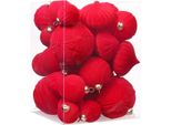 Set Di 35 Pezzi Di Decorazioni Natalizie In Velluto, Decorazioni Per L'albero Di Natale Da Appendere, Decorazioni Natalizie Per La Casa, Rosso