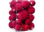 Set Di 35 Pezzi Di Decorazioni Natalizie In Velluto, Decorazioni Per L'albero Di Natale Da Appendere, Decorazioni Natalizie Per La Casa, Rosso Vino