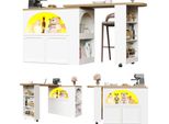 Tavolo Da Bar Allungabile Con Spazio Di Archiviazione (135-205×39×100Cm), Tavolo Da Bar Moderno Mobile, Tavolo Da Bar Telescopico Con Isola Da Cucina Tavolo Alto Led