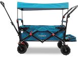 Carrello Da Spiaggia Pieghevole Fuxtec FX-CTB800 Blu Con Tettuccio Parasole Protetto Dai Raggi Uv, Maniglia Di Spinta E Prolungamento Interno TüRkis