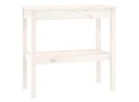 Tavolo Consolle Bianco 80X40X75 Cm In Legno Di Pino Massiccio
